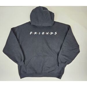 Friends Hoodie‎ Mens Large. Y2k TV Show Series Sweatshirt Black Fade.